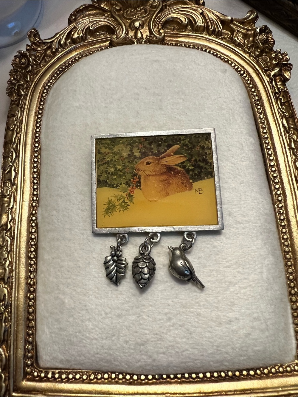 Vintage Marjolein Bastin Hallmark Bunny Rabbit Charm Brooch